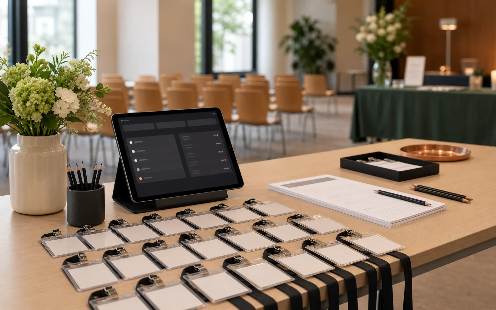 Schulveranstaltungs-Planung mit Klassenlisten, Aufgaben und Tablet